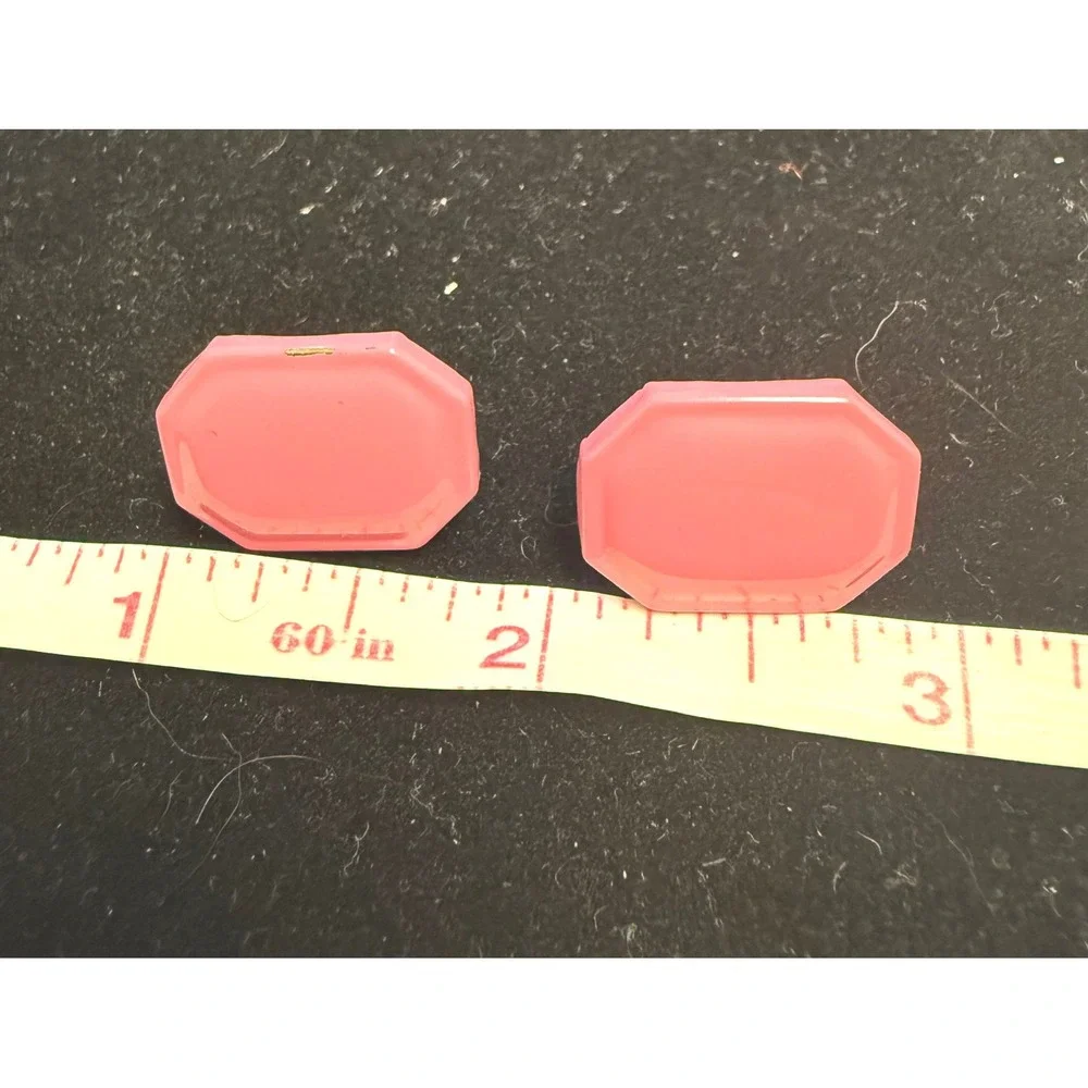 Vintage Pink‎ Enamel Octagon Stud Earrings Retro 80s Geometric Statement Post